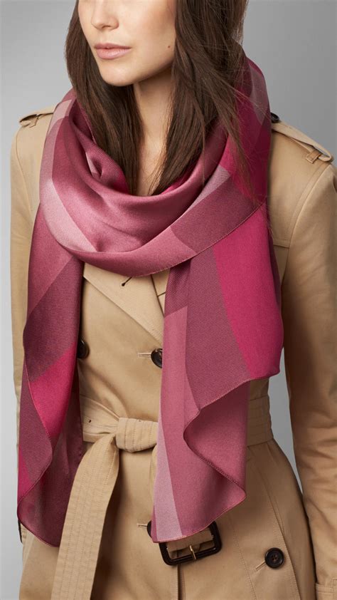 pink burberry scarf|burberry check silk scarf.